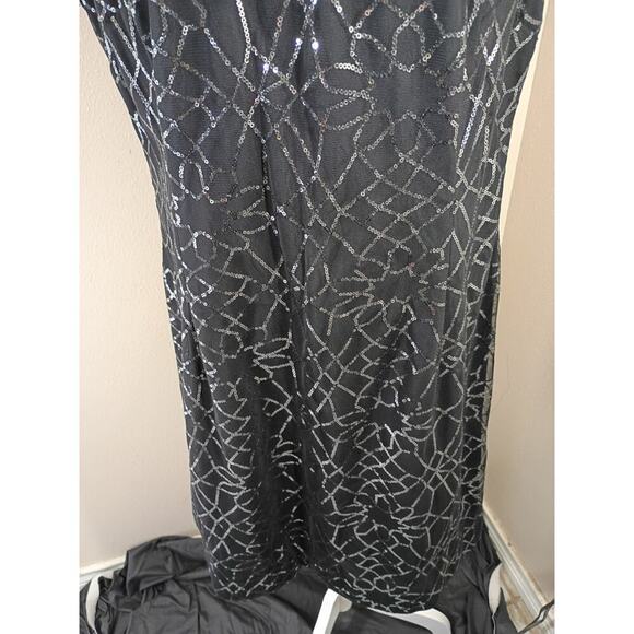 American Living Cocktail Dress Black Sequined Knee Length Sz 16 Prom Formal... - Picture 3 of 10
